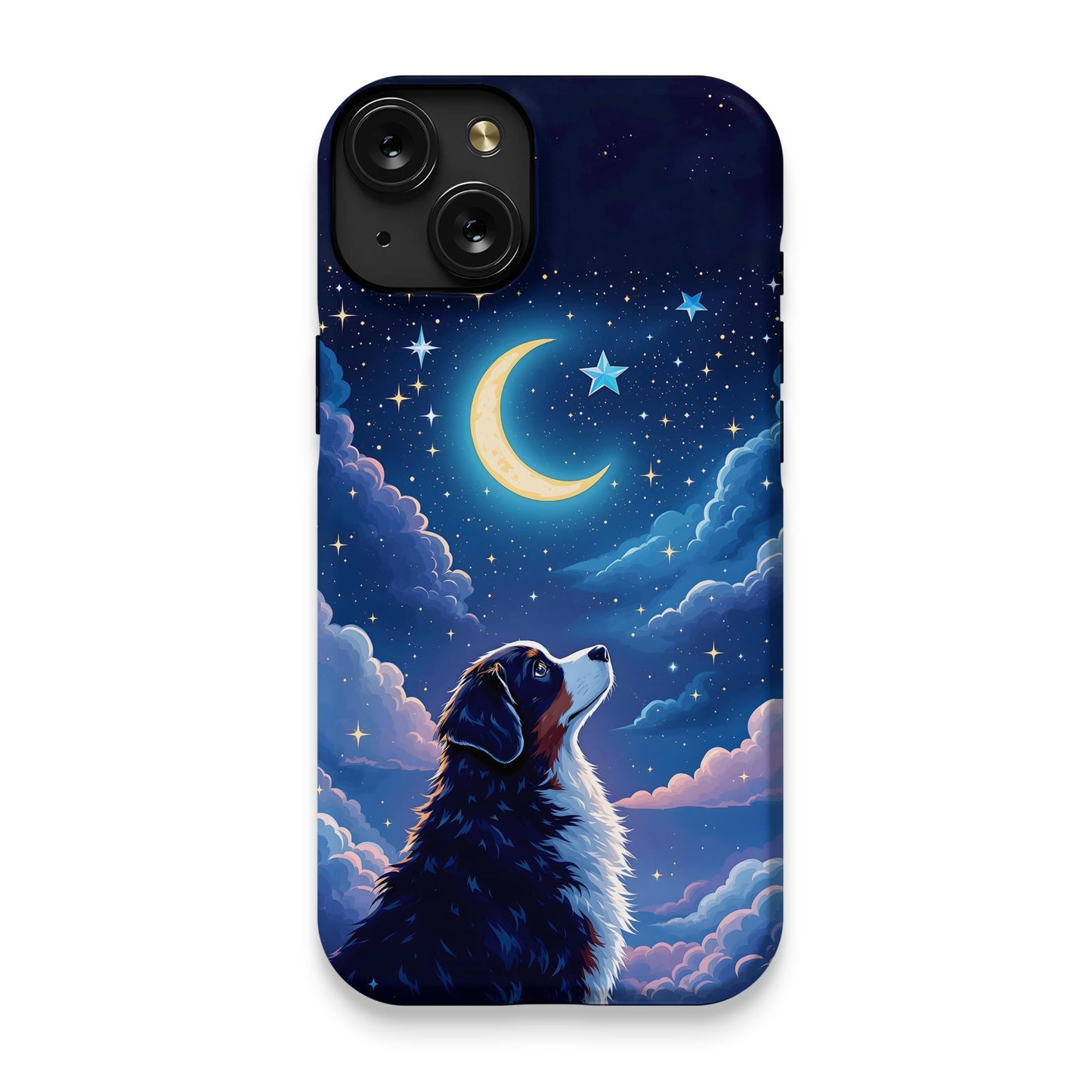 Dog Watching Moon and Stars Phone Case product