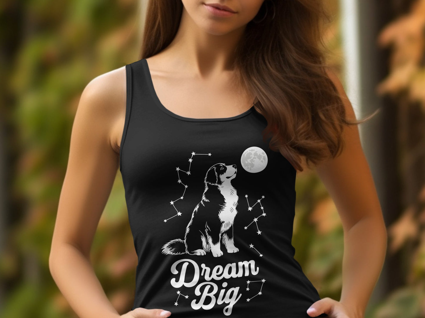 Dream Big Tank Top with Dog and Moon Design product