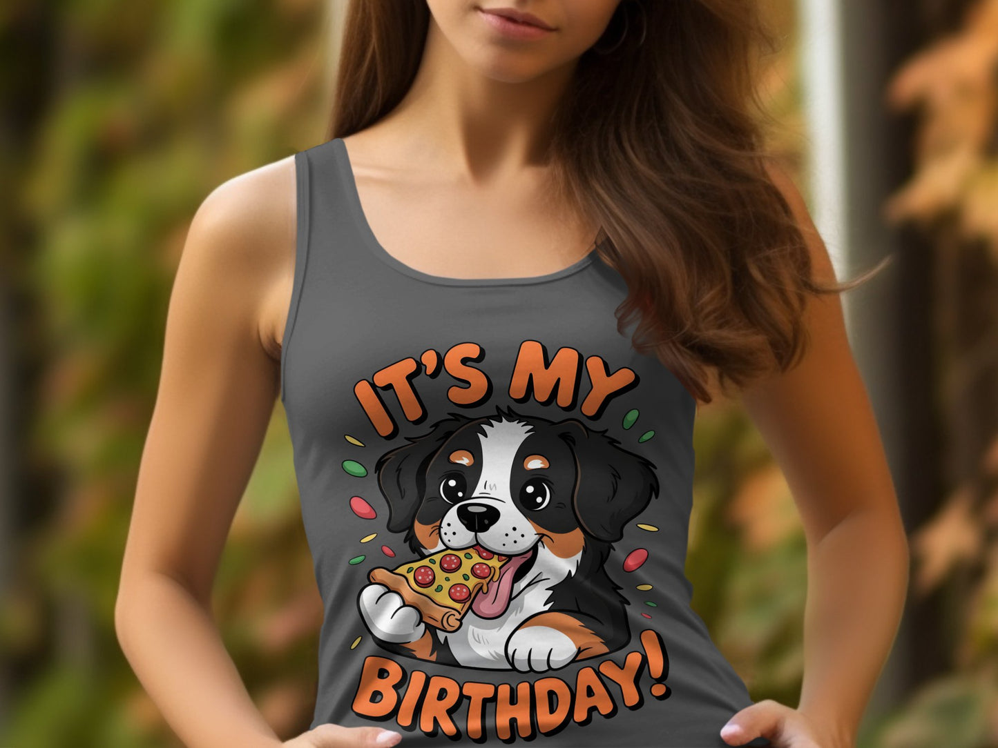 It's My Birthday Dog Eating Pizza Tank Top product