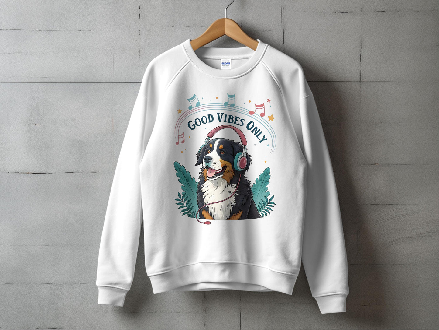 Good Vibes Only Dog Wearing Headphones Sweatshirt product type