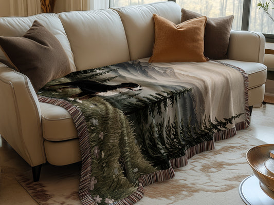 Bernese Mountain Dog Flower Field Blankets