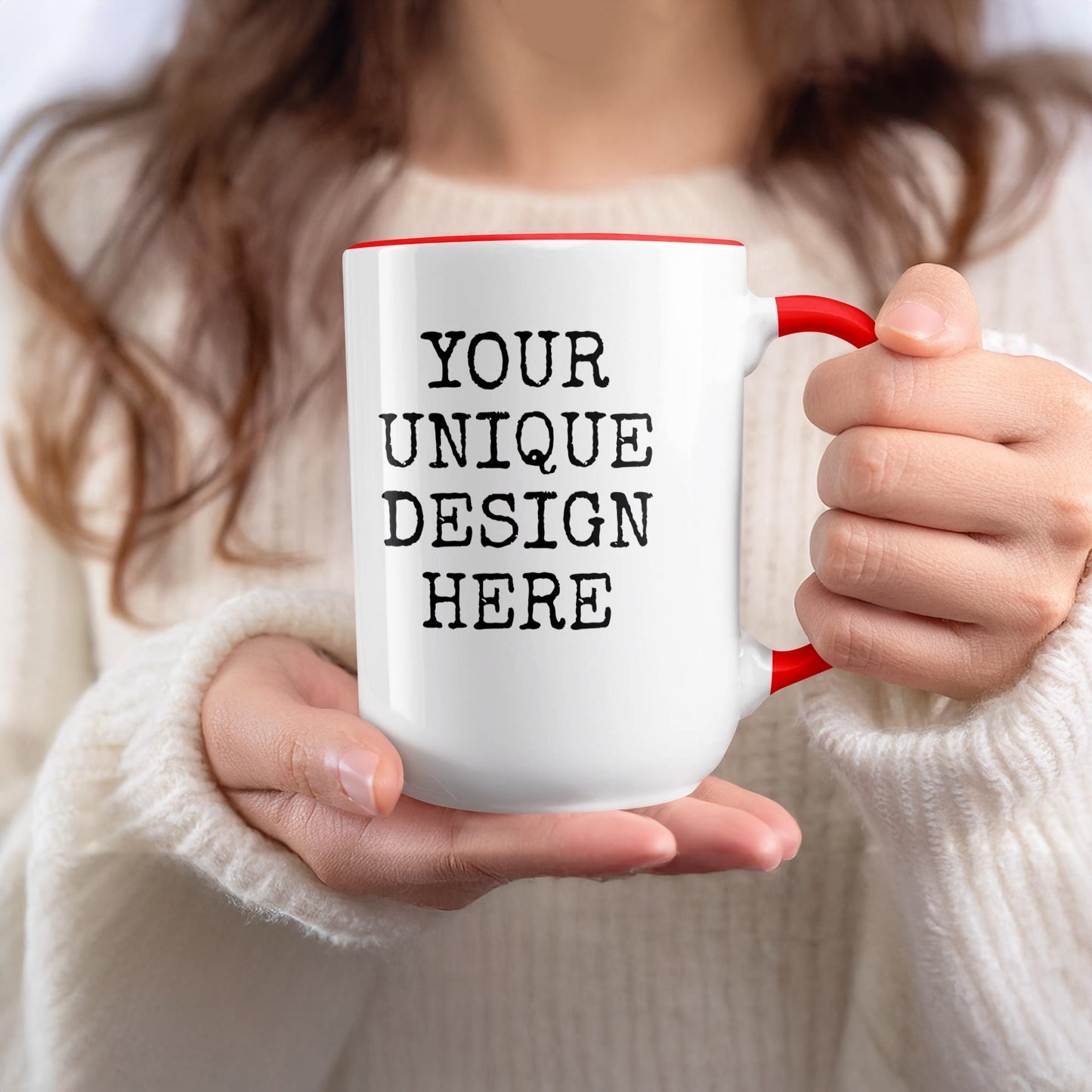Customizable Red Handle Mug Personalized Product
