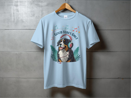 Good Vibes Only Headphones Dog Graphic T-Shirt product type