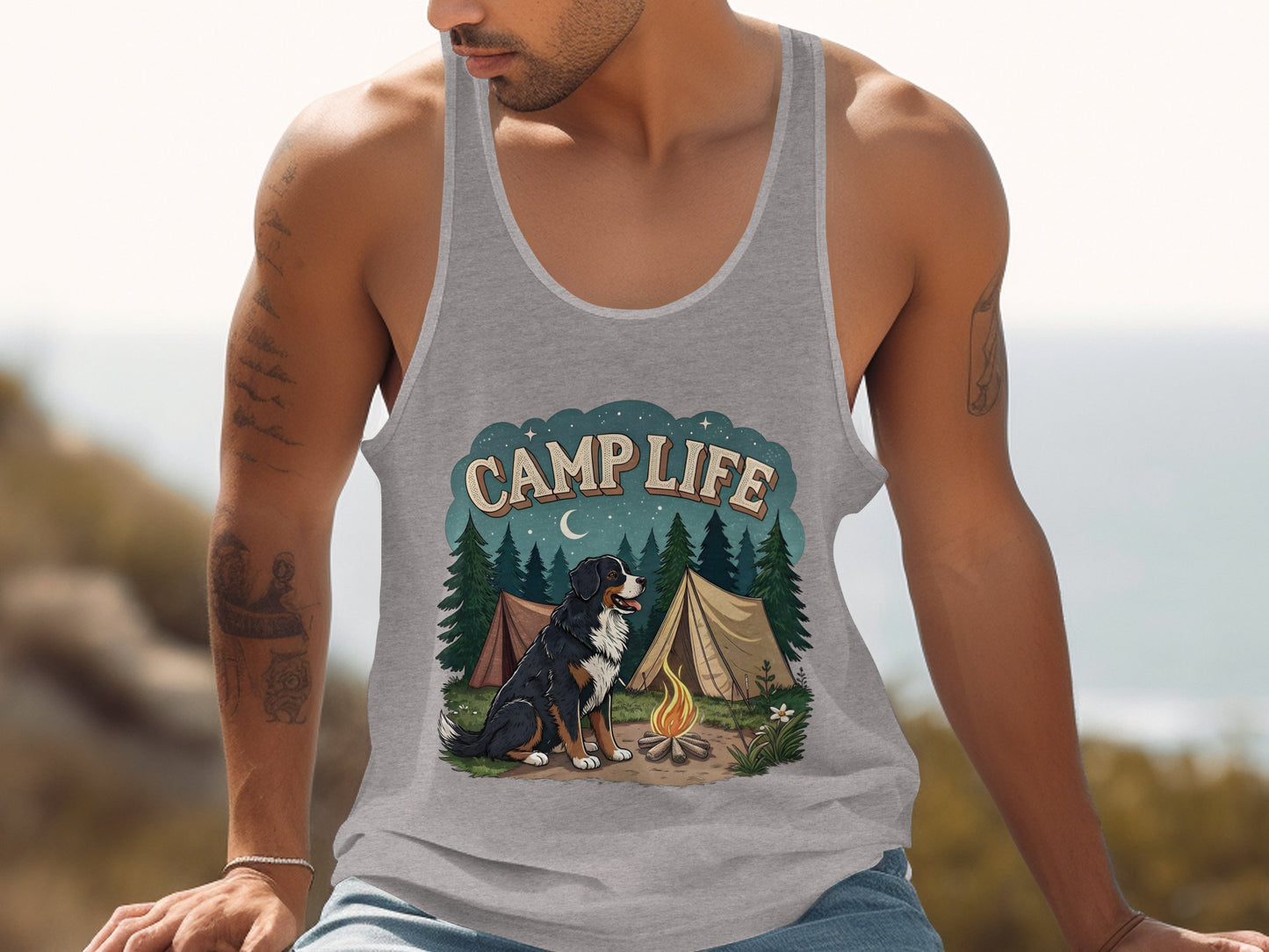 Camp Life Dog and Tent Design Tank Top product