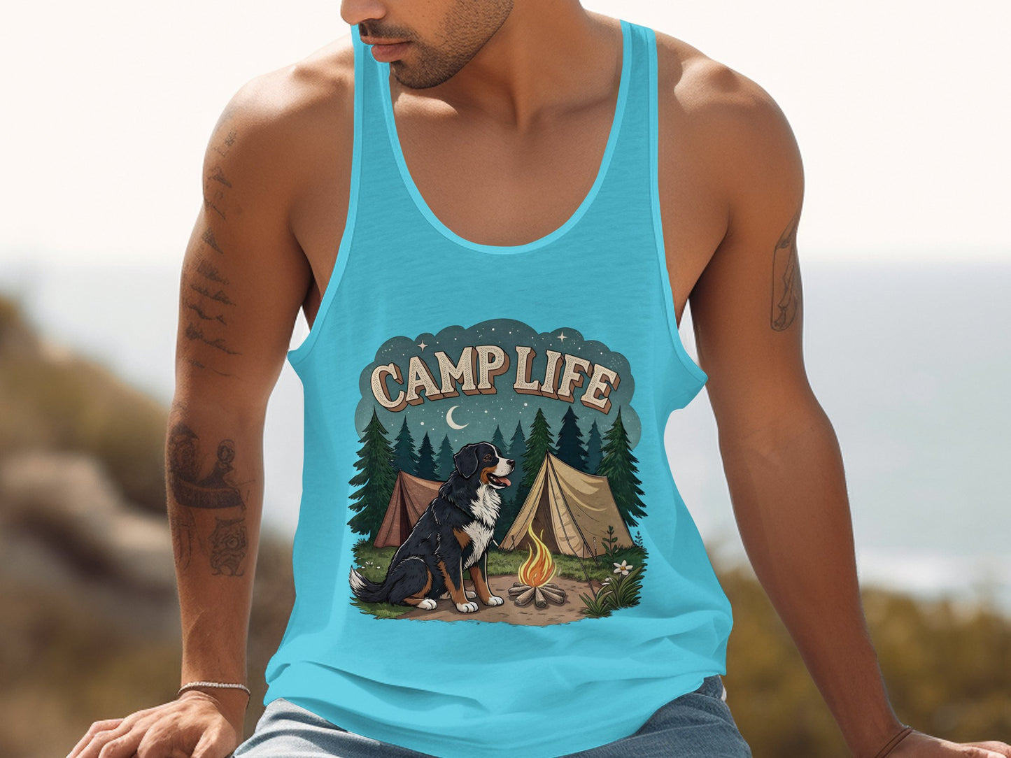 Camp Life Scenic Dog with Tent Tank Top product type
