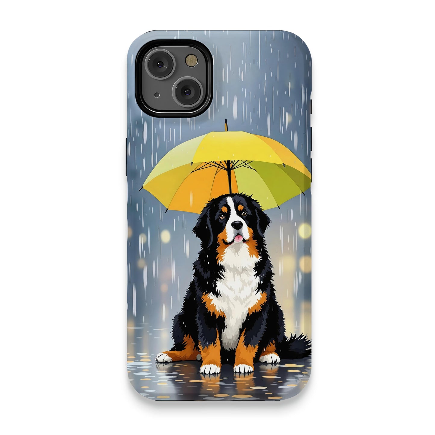 Cute Dog Under Yellow Umbrella Design Phone Case product