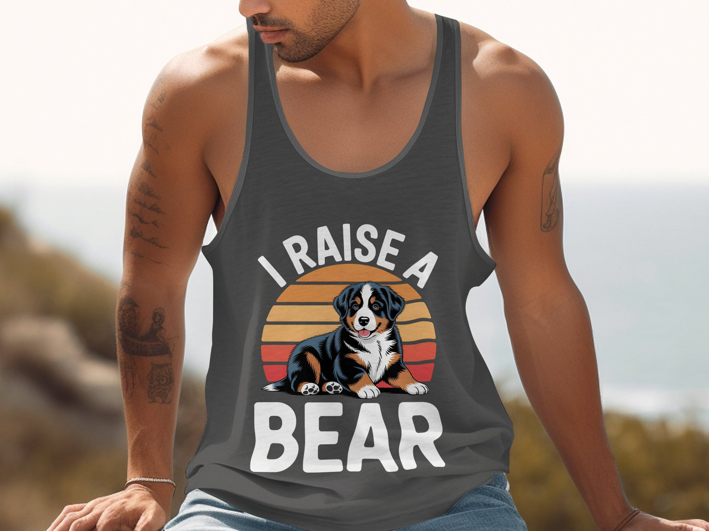 I Raise A Bear Cute Puppy Printed Tank Top product