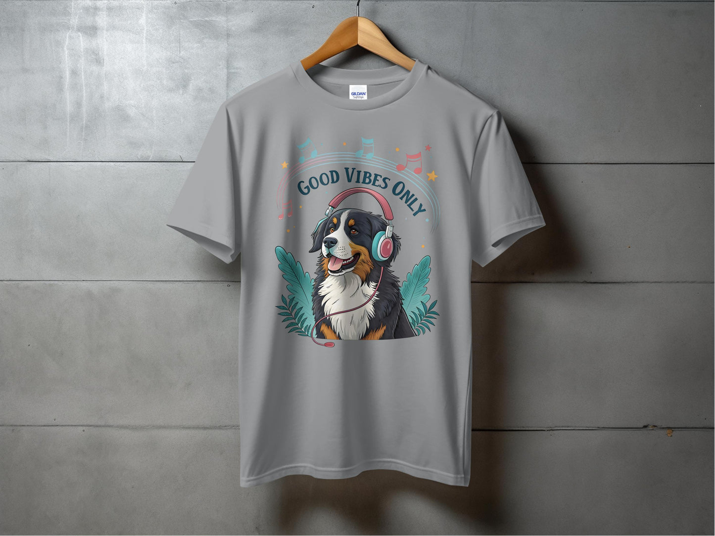 Good Vibes Only Headphones Dog Graphic T-shirt product type