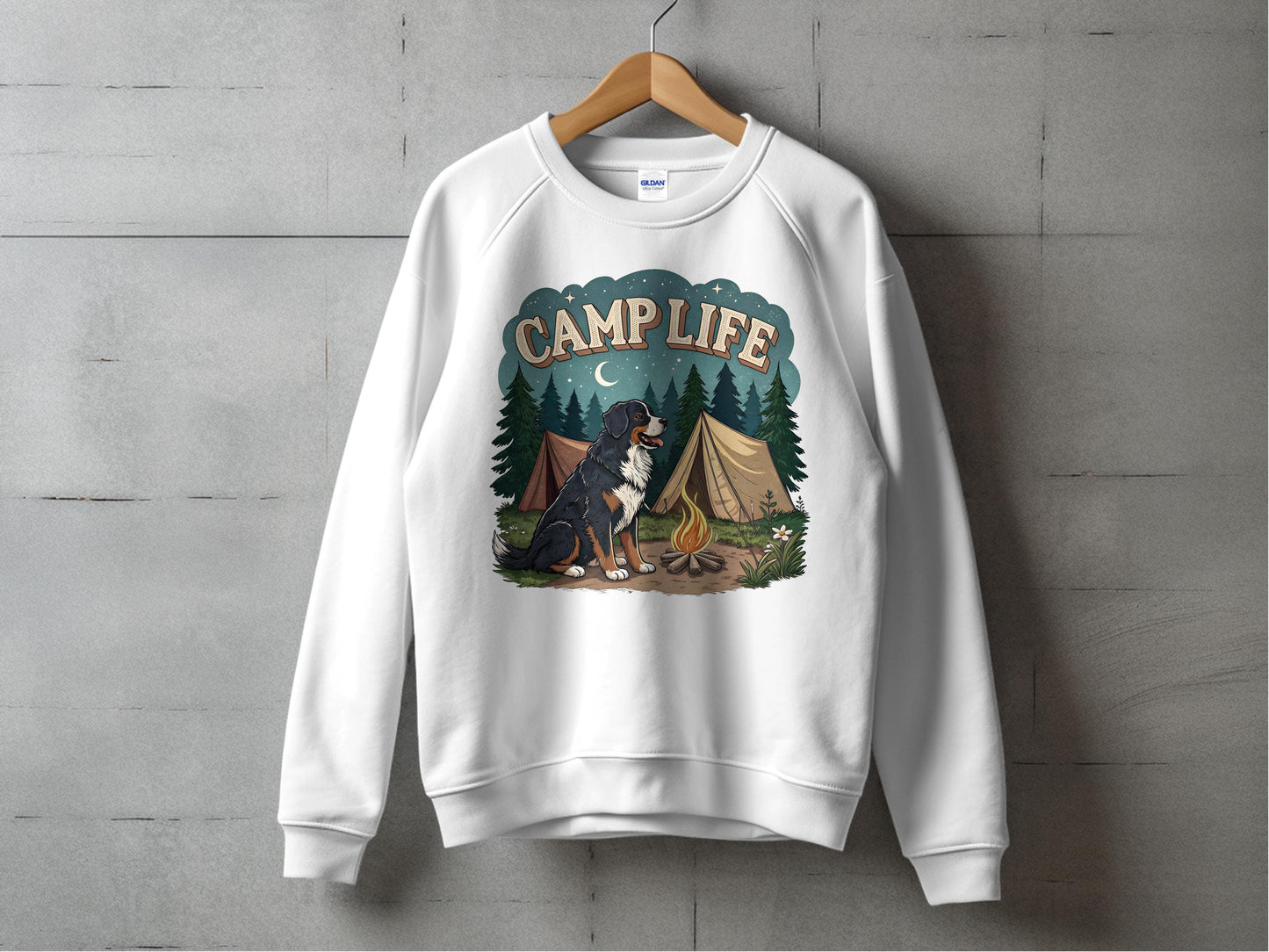 Camp Life Graphic Sweatshirt with Dog and Camping product type