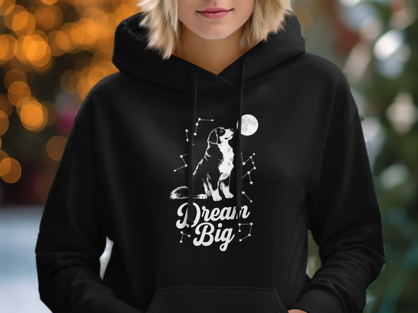 Dream Big Dog Constellation Print Black Hoodie product
