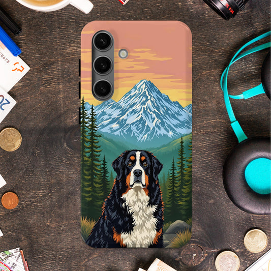 Bernese Mountain Dog with Alpine Scenery phone case product