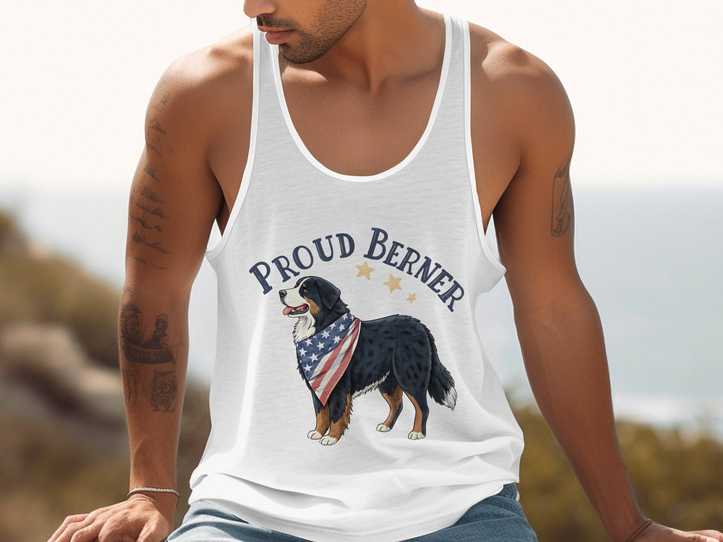 Proud Berner American Flag Dog Tank Top product type