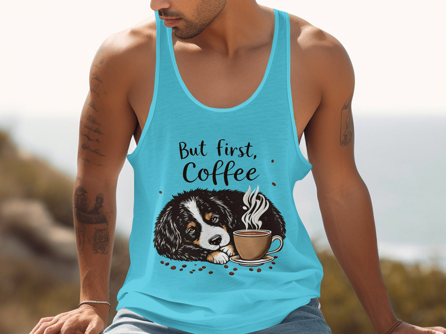 But First Coffee Dog Graphic Unisex Tank product type