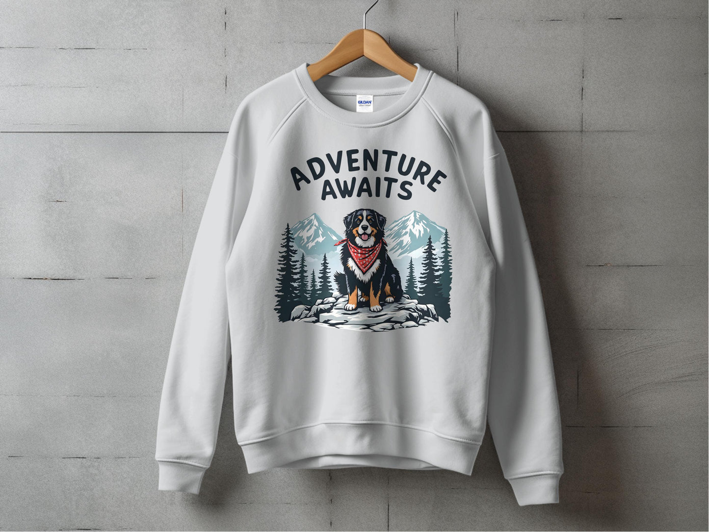 Adventure Awaits Mountains Dog Graphic Sweatshirt product