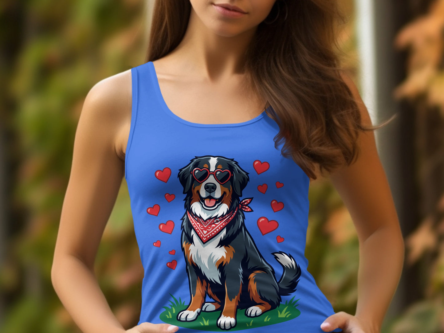 Cute Dog with Heart Sunglasses Women's Tank Top