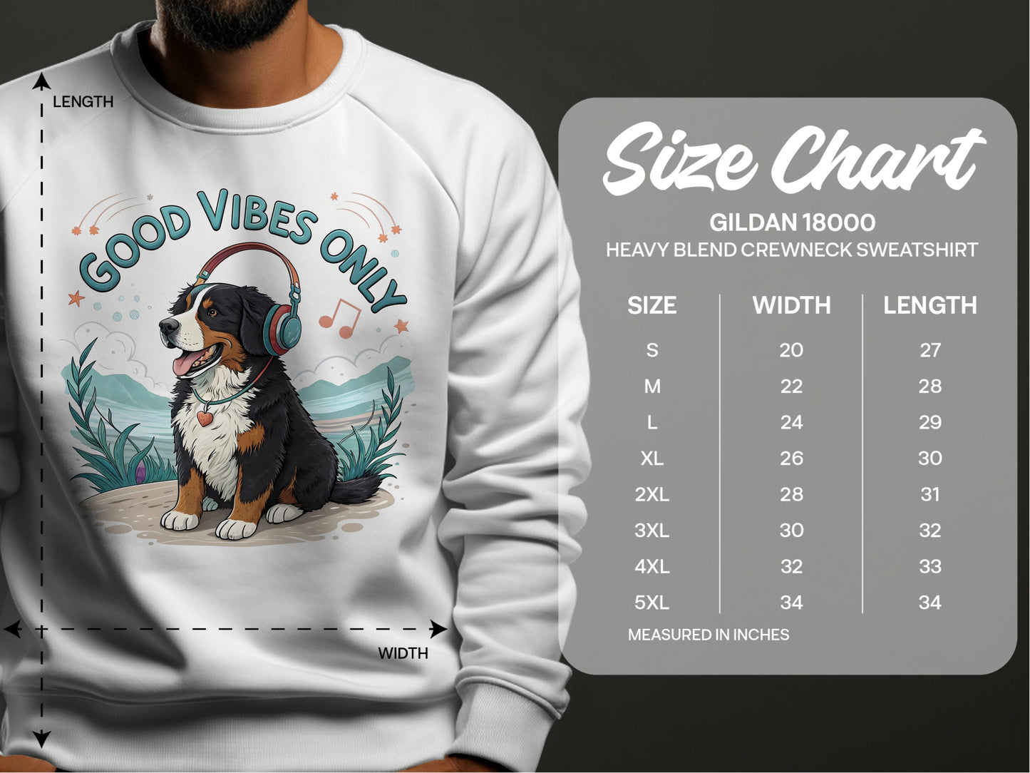 Good Vibes Only Dog Headphones Crewneck Sweatshirt product