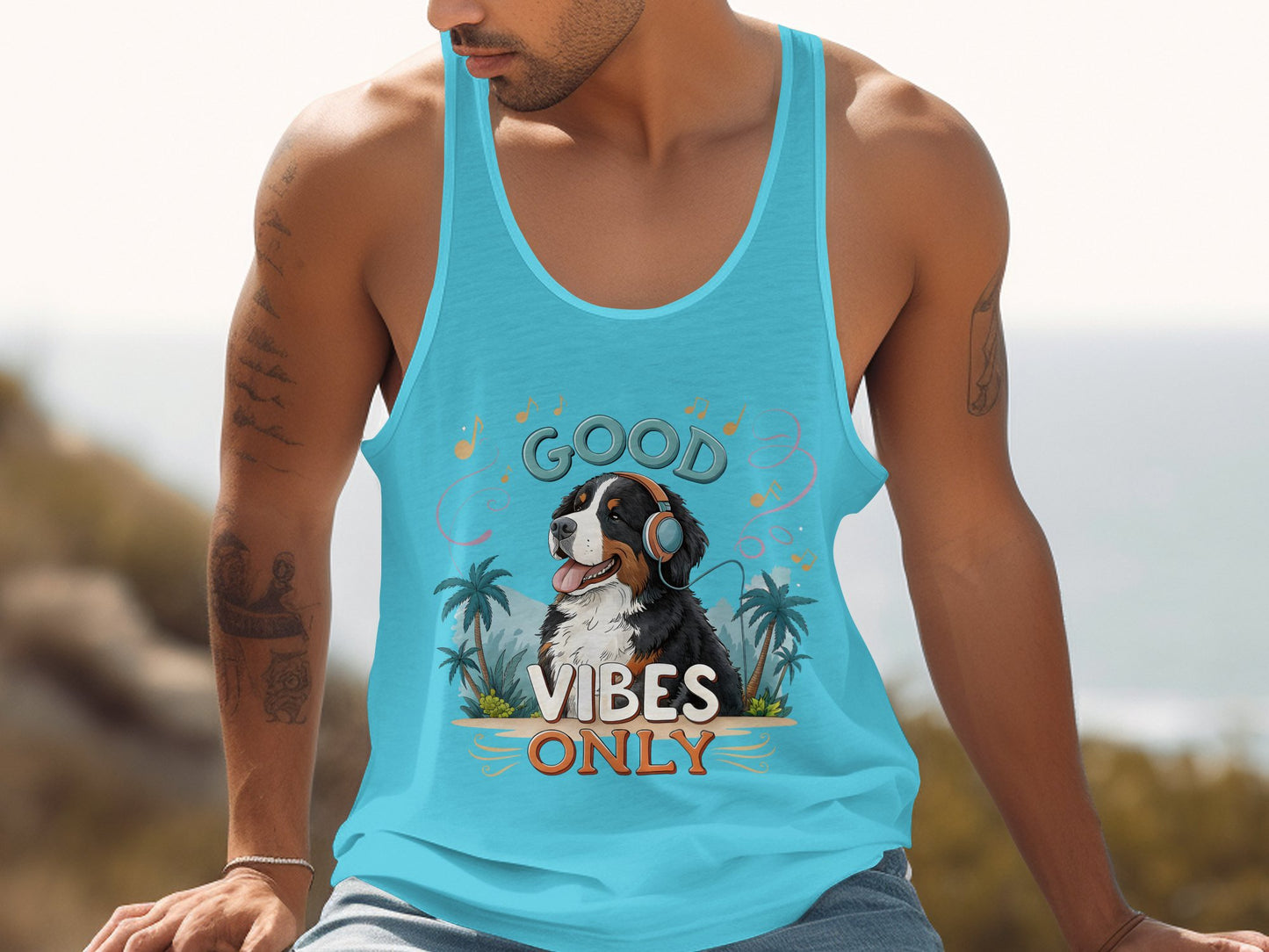 Good Vibes Only Dog Headphones Tank Top product type