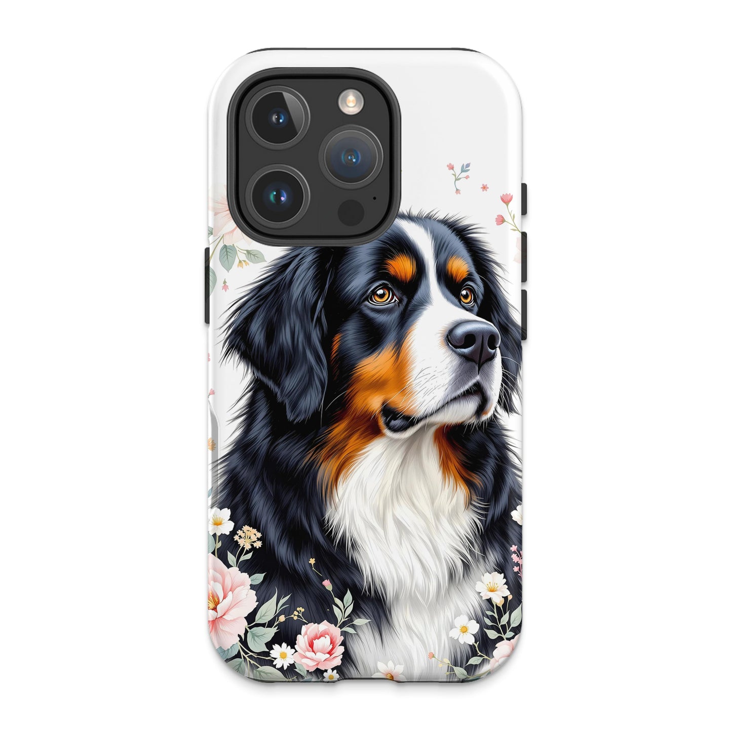 Bernese Mountain Dog Floral iPhone Case product