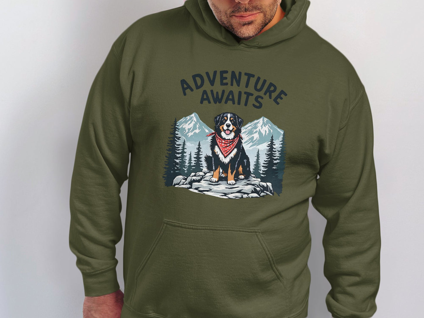 Adventure Awaits Mountains Dog Graphic Hoodie product