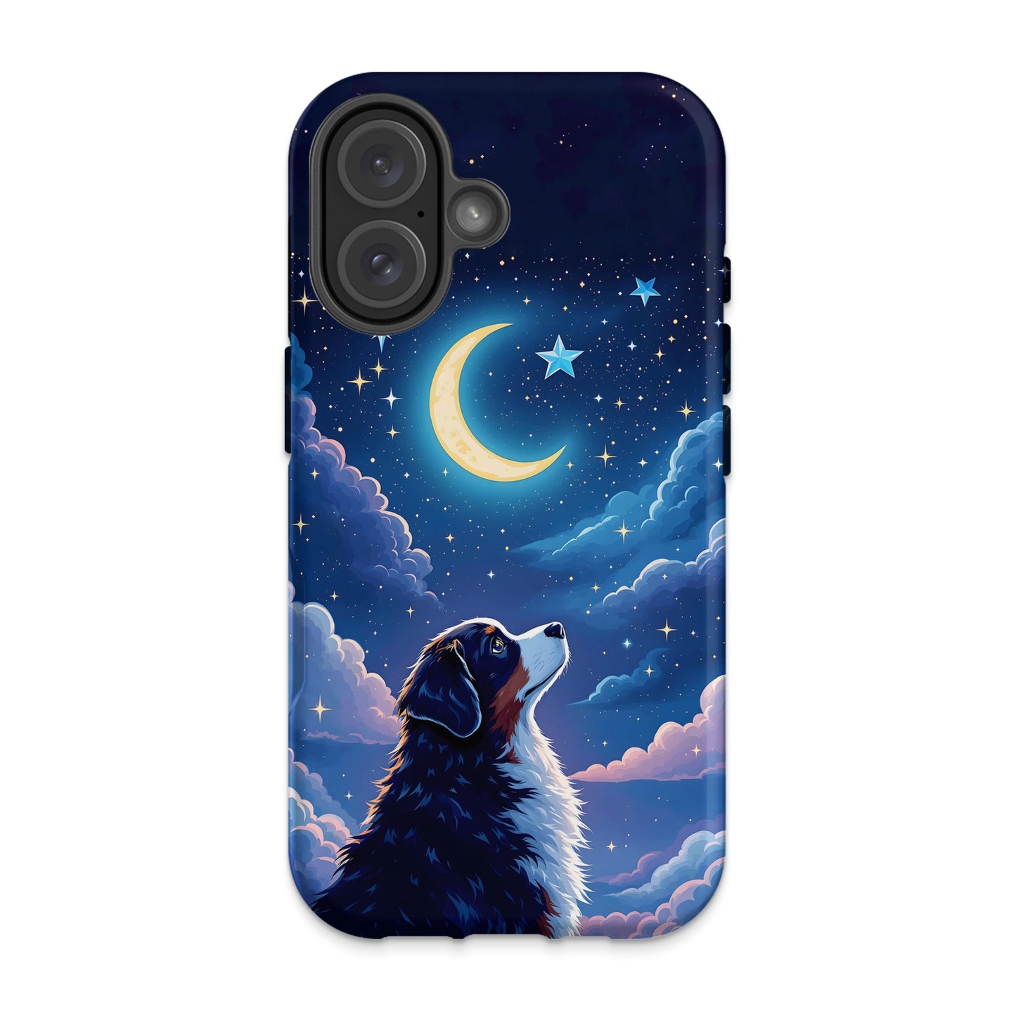 Dog Looking at Moon and Stars Night Sky Phone Case product