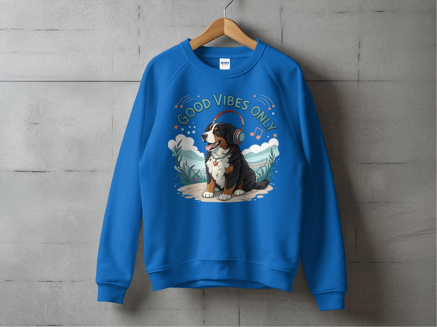 Good Vibes Only Dog with Headphones Sweatshirt product type