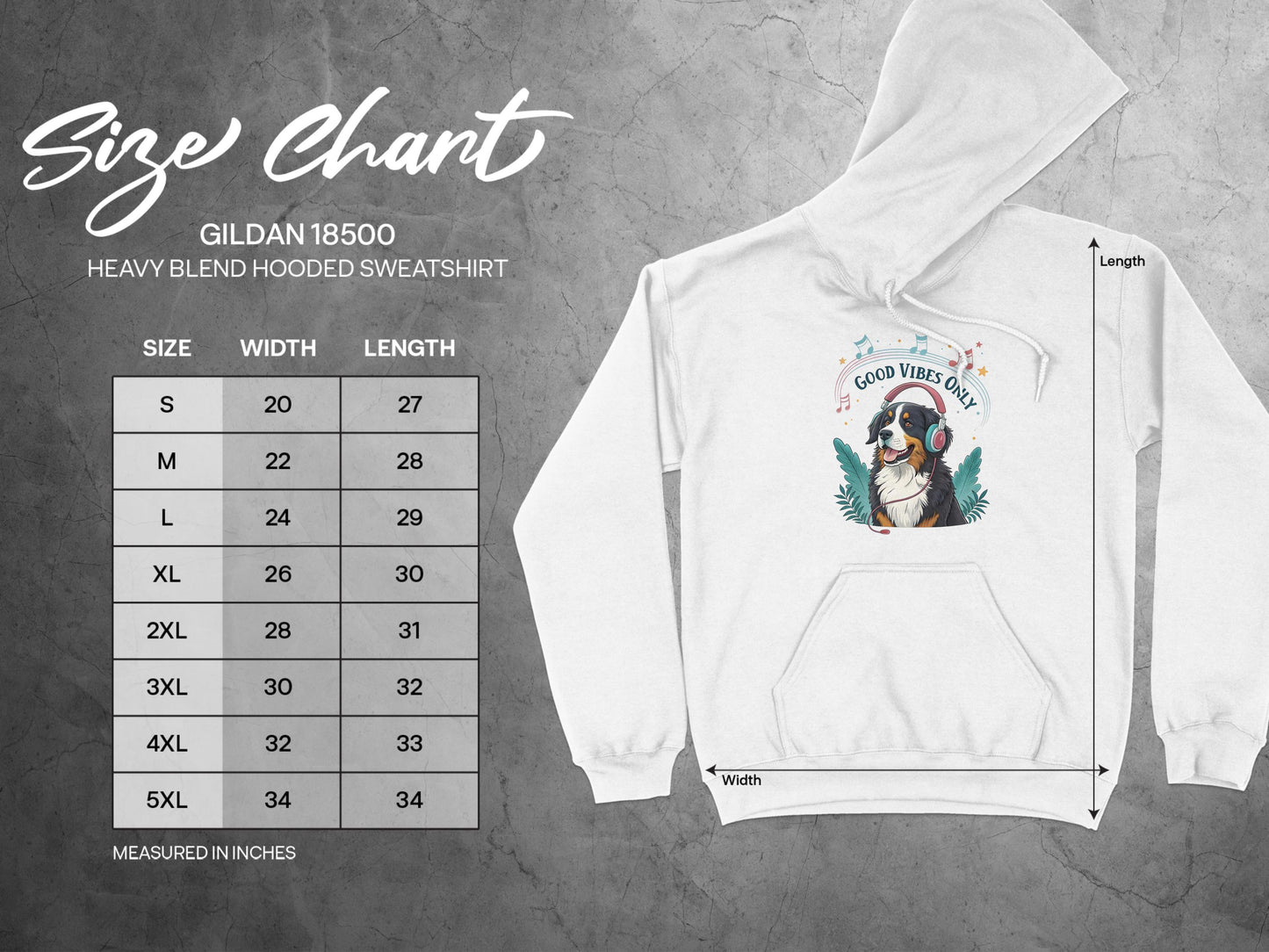 Good Vibes Only Dog Print Hoodie Sweatshirt product type