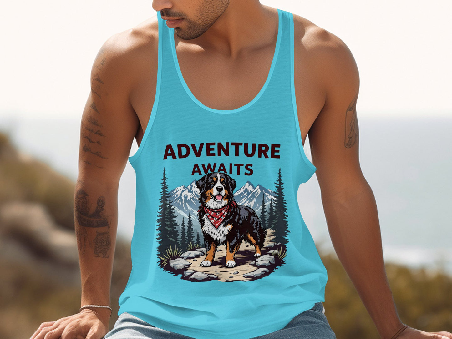 Adventure Awaits Dog Graphic Men's Tank product