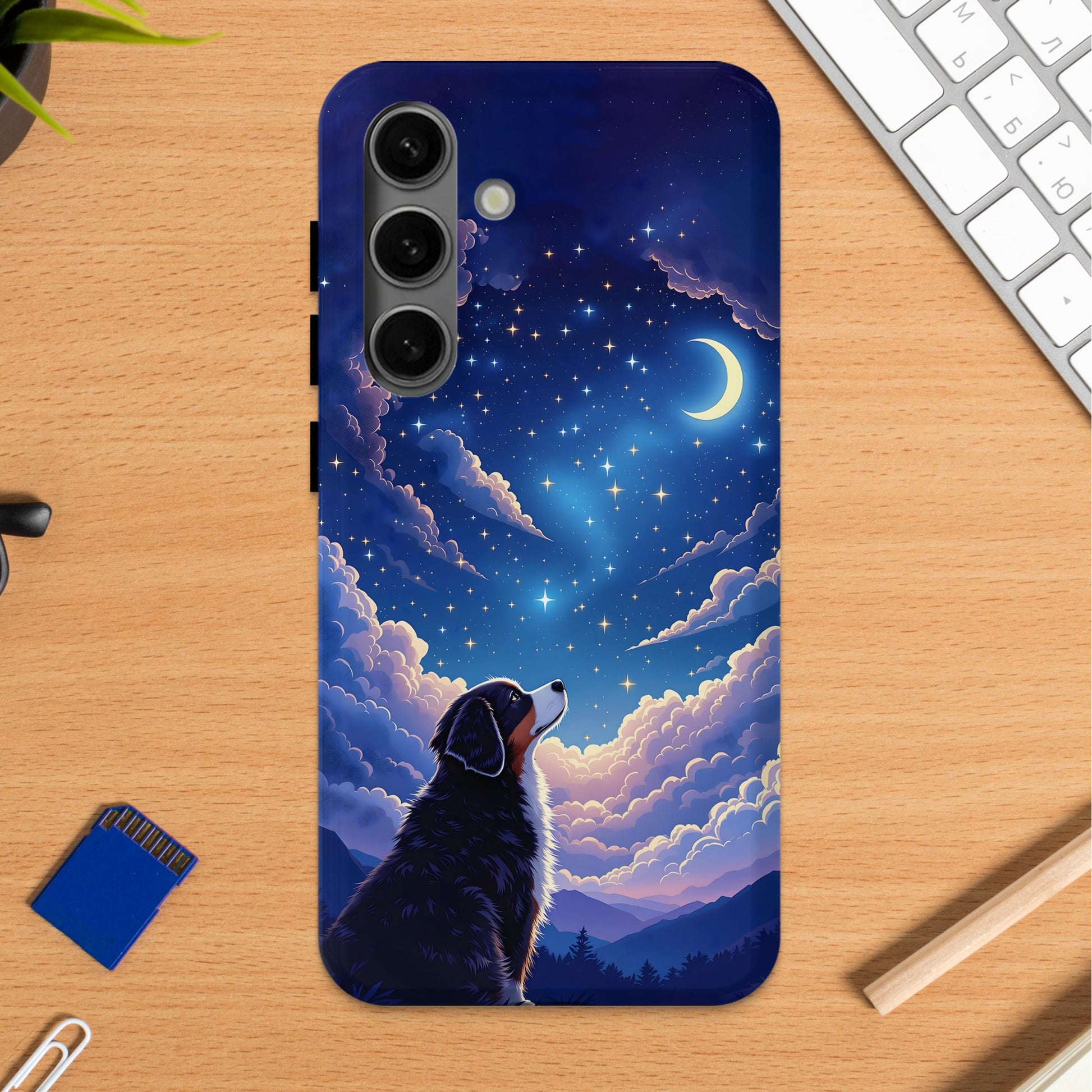 Dog Gazing at Starry Night Sky Artistic Phone Case product type