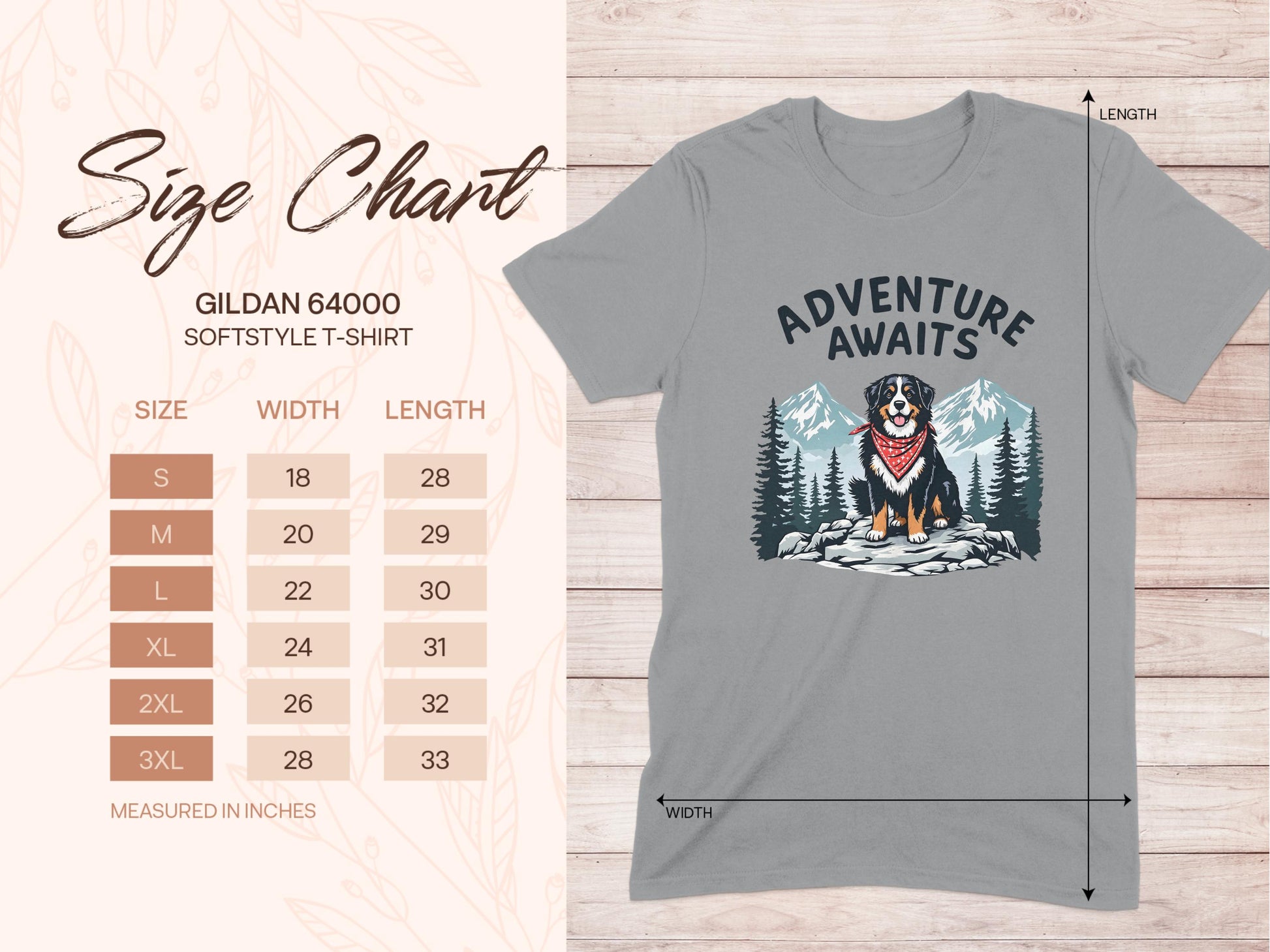 Adventure Awaits T-Shirt Size Chart product