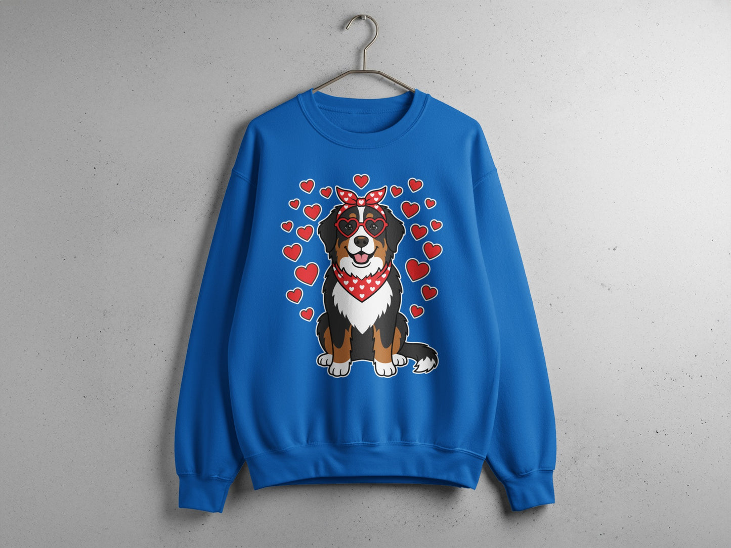 Cute Dog With Hearts Design Blue Sweatshirt Product