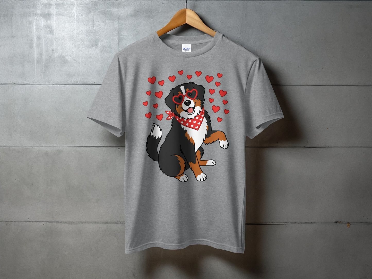 Cute Dog With Hearts and Bandana T-shirt Design