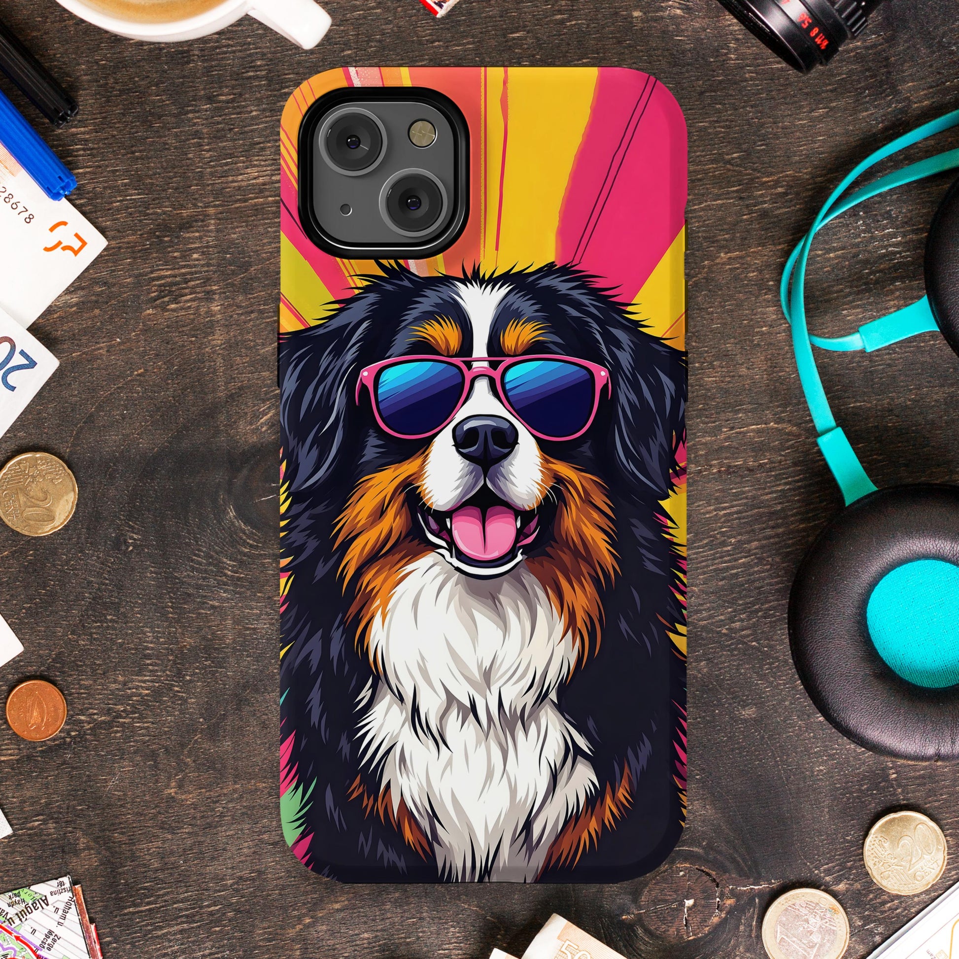 Stylish Sunglasses Dog Design Vibrant Phone Case product