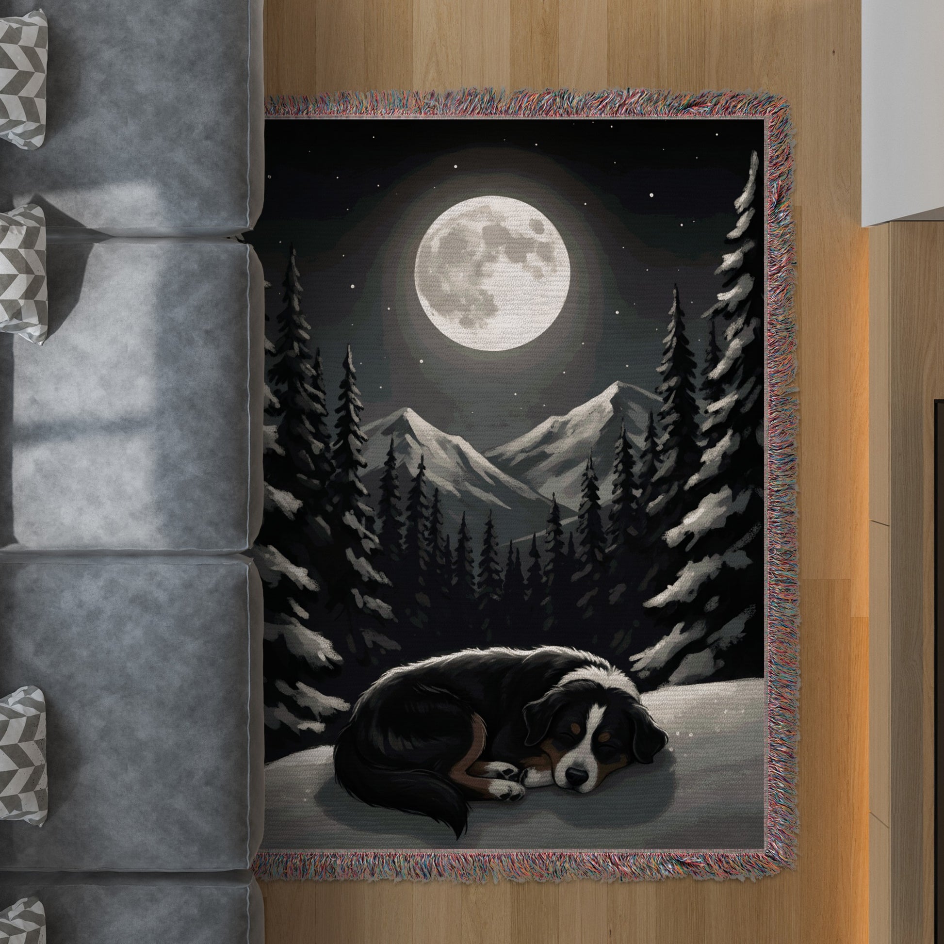 Moonlit Mountain Scene with Sleeping Dog product