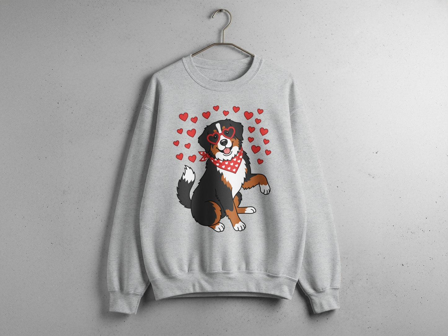 Cute Dog with Hearts and Bandana Sweatshirt Design