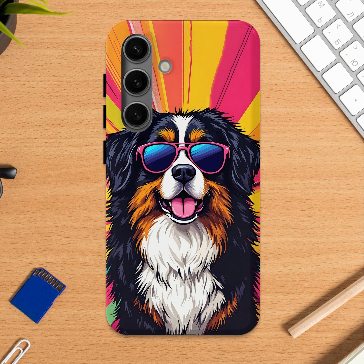 Colorful Dog with Sunglasses on Phone Case product type