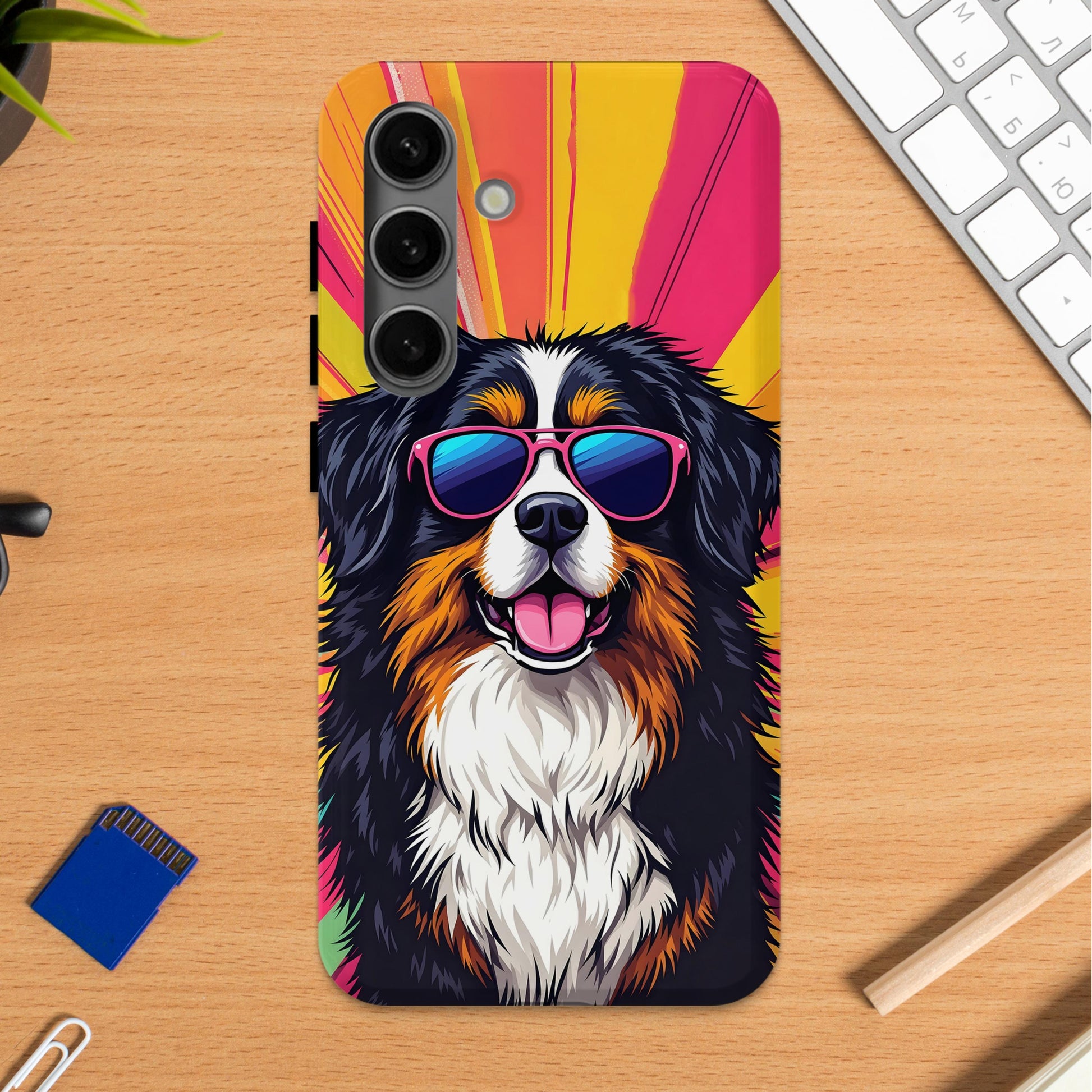 Colorful Dog with Sunglasses on Phone Case product type