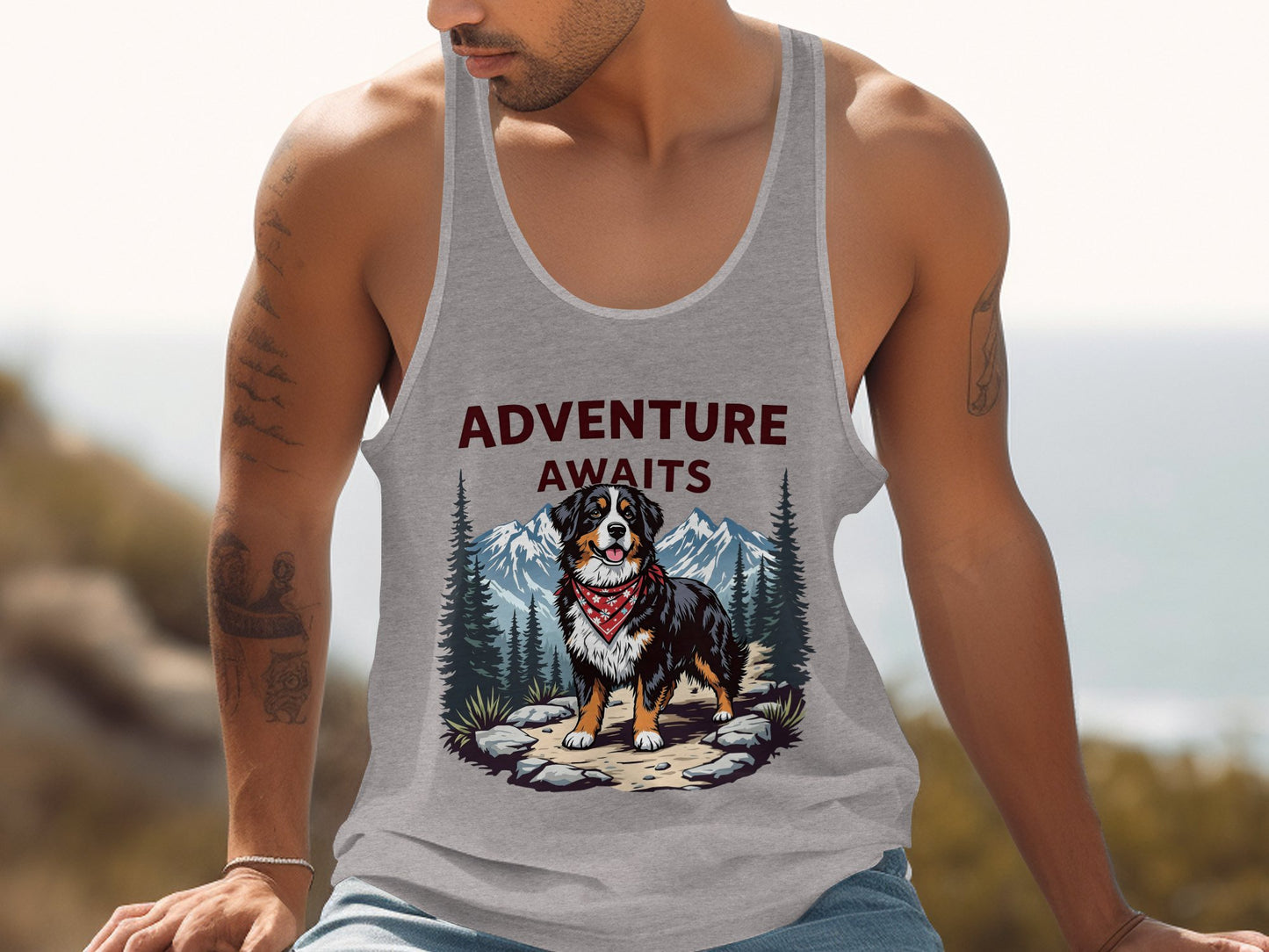 Adventure Awaits Mountain Dog Tank Top product type