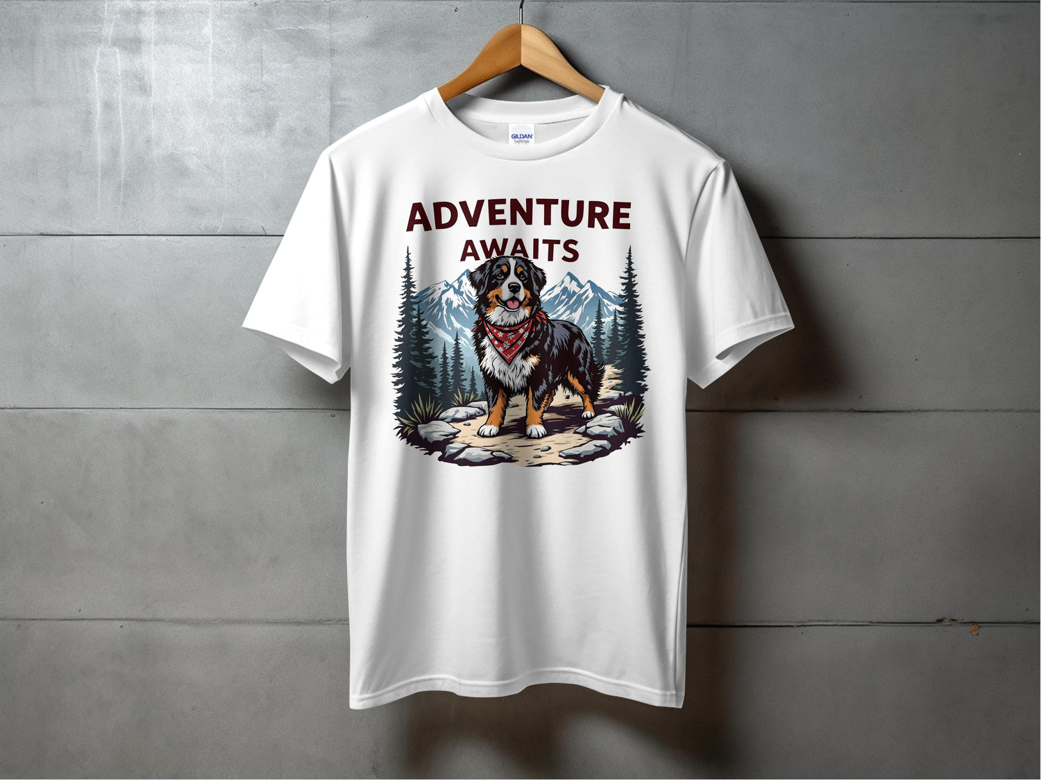 Adventure Awaits Dog and Mountains Graphic T-shirt product