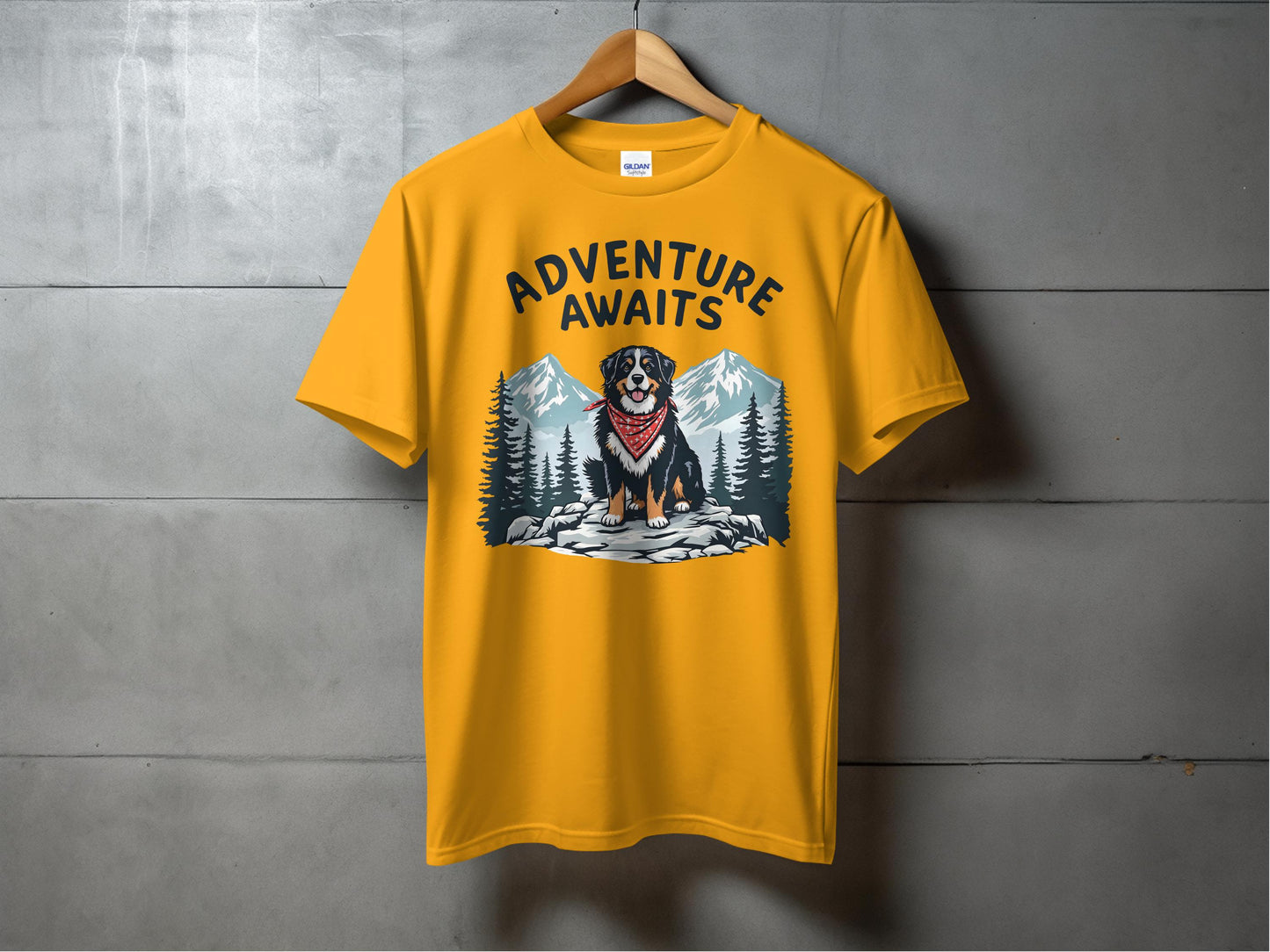 Adventure Awaits Mountain Dog Design T-shirt product type
