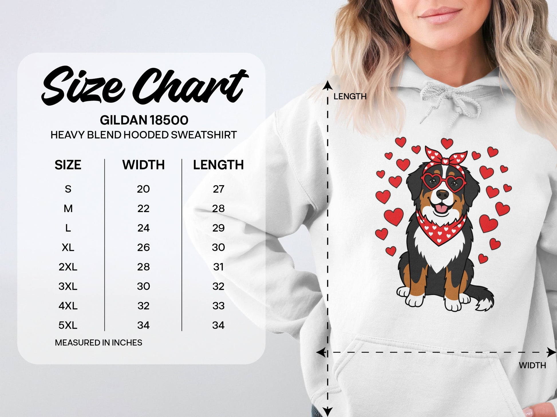 Cute Bernese Mountain Dog Hearts Hooded Sweatshirt
