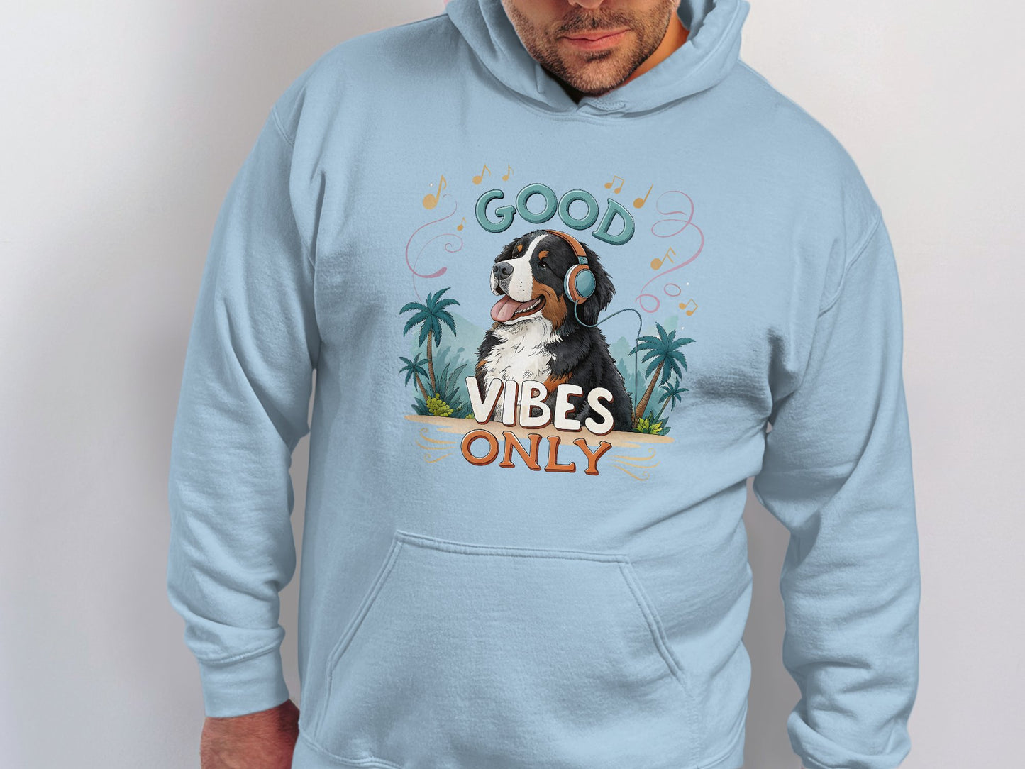 Good Vibes Only Dog with Headphones Hoodie product