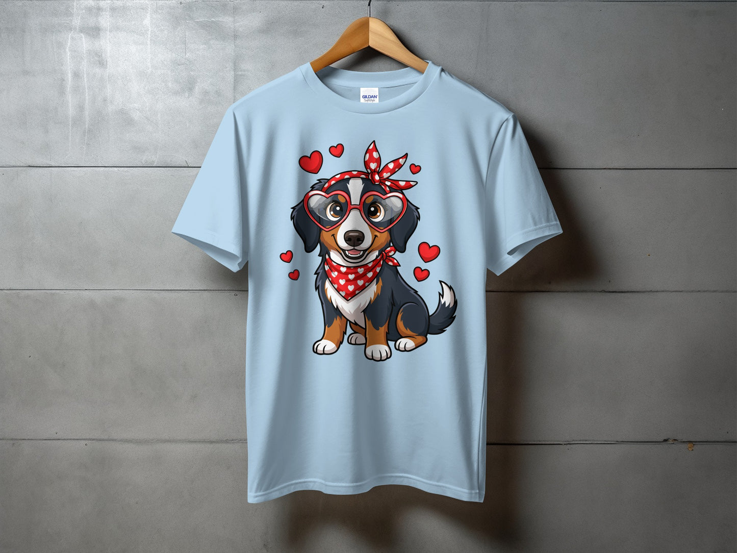 Cute Dog with Heart Glasses and Bandana T-shirt