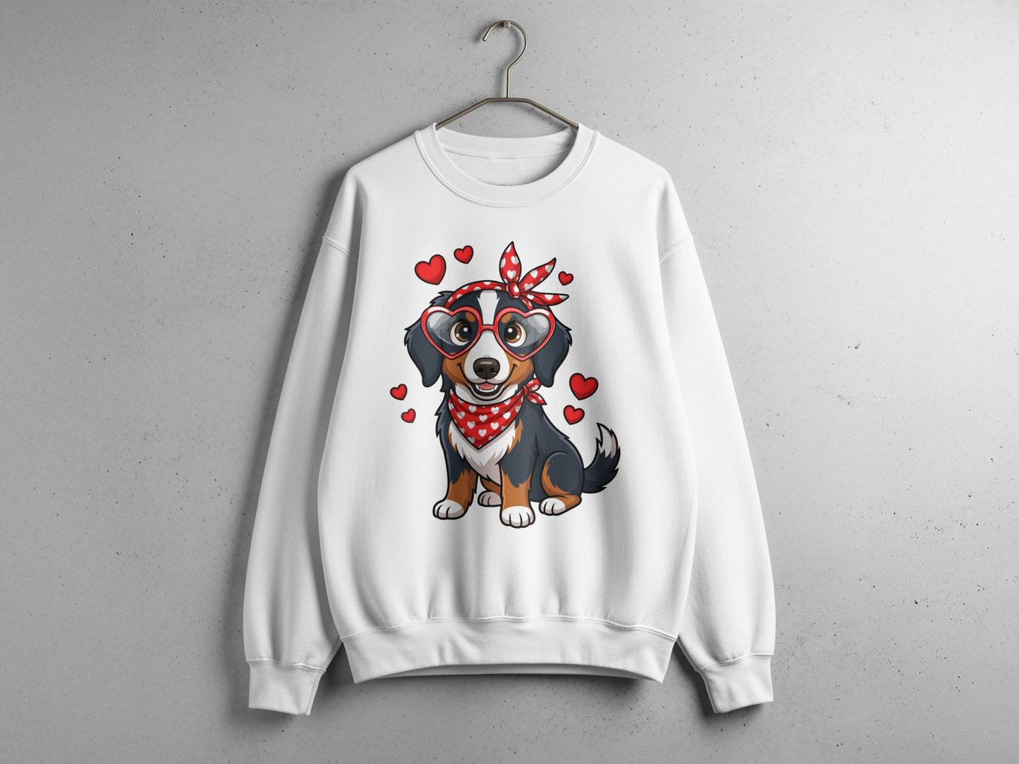 Cute Dog Wearing Glasses and Red Bandana Sweatshirt