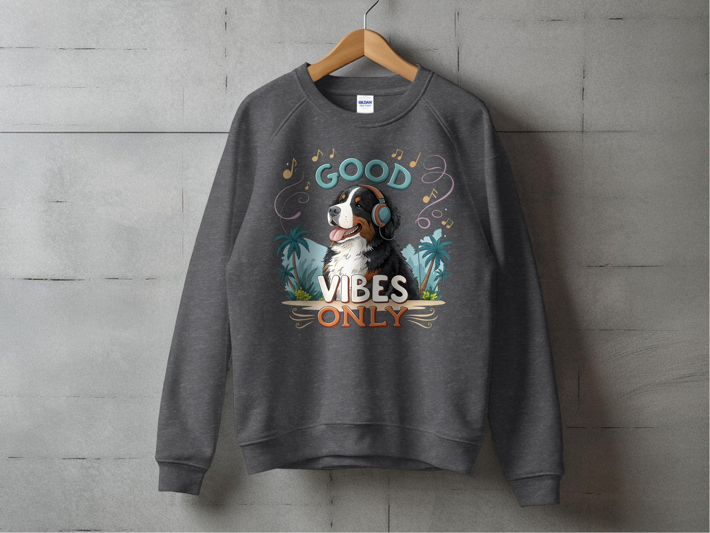Good Vibes Only Dog with Headphones Sweatshirt product type
