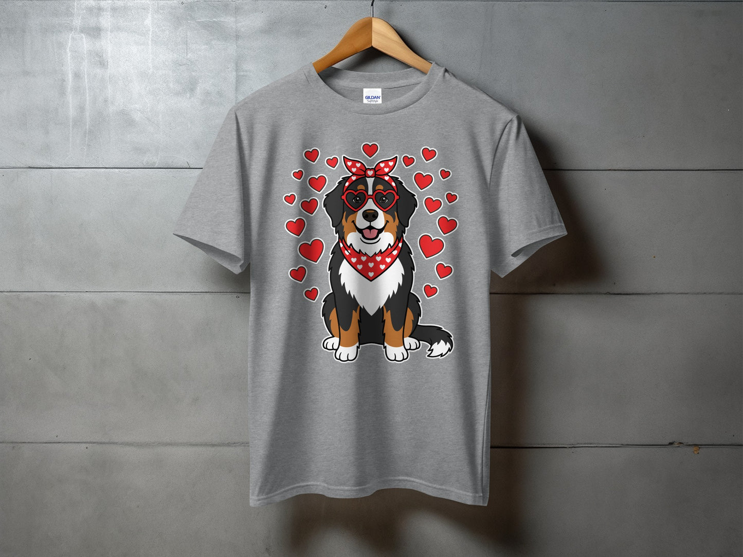 Cute Dog With Hearts Valentine's Day Shirt Design
