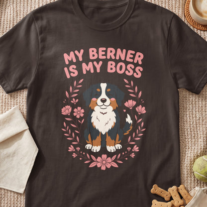T-shirt with "My Berner Is My Boss" text and a Bernese Mountain Dog illustration.