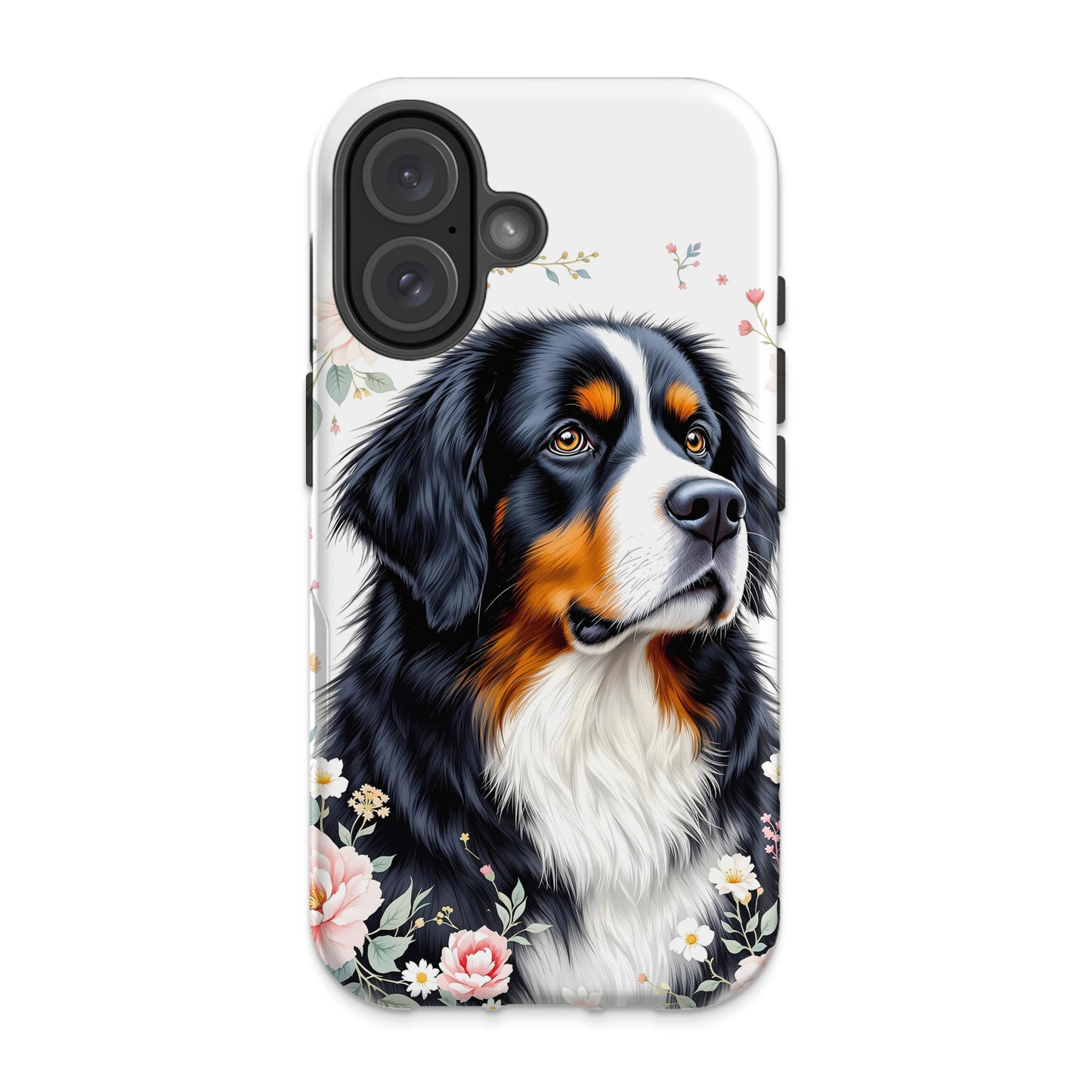 Realistic Dog and Floral Design Phone Case product type