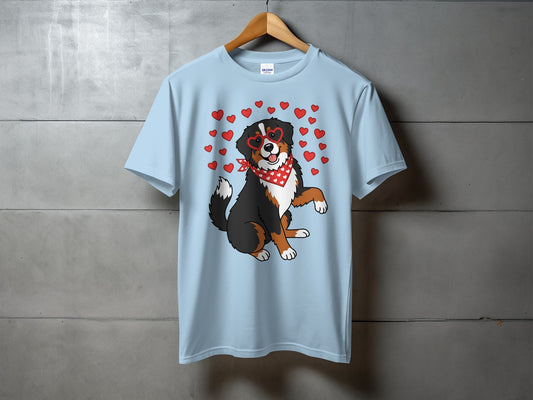 Cute Dog with Hearts Graphic T-Shirt for Dog Lovers
