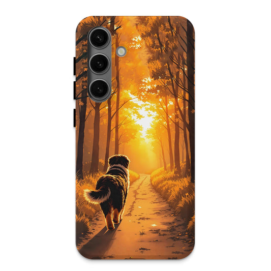 Dog Walking Through Autumn Forest Phone Case product