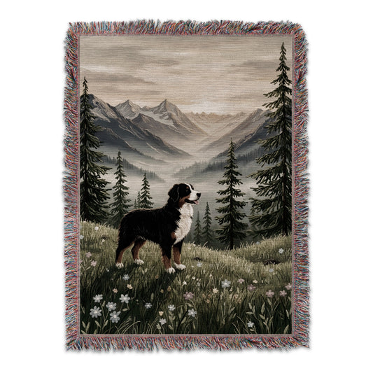 Majestic Mountain Landscape with Dog Blanket
